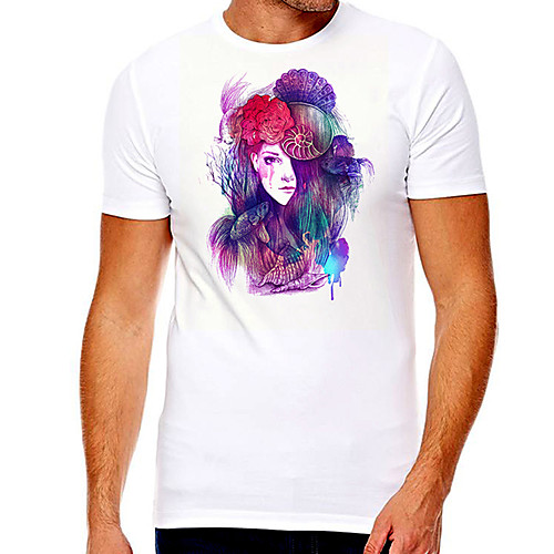 

Men's Unisex Tee T shirt Hot Stamping Graphic Prints Human face Plus Size Print Short Sleeve Casual Tops Cotton Basic Designer Big and Tall White