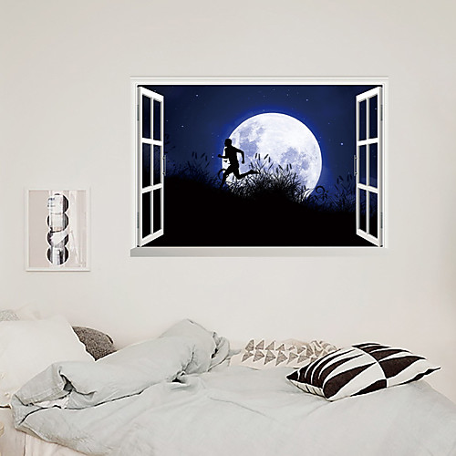 

3D False Window Moon Runner Home Children's Room Background Decoration Can Be Removed Stickers