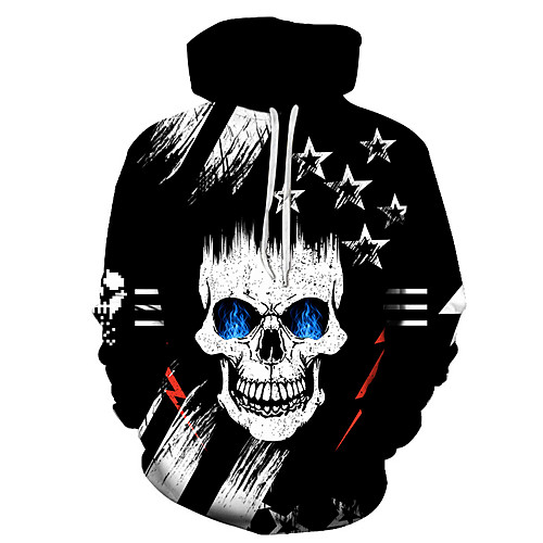 

Men's Unisex Plus Size Pullover Hoodie Sweatshirt Graphic Prints Skull Print Hooded Casual Daily Holiday 3D Print Basic Designer Hoodies Sweatshirts Long Sleeve Gray White Black