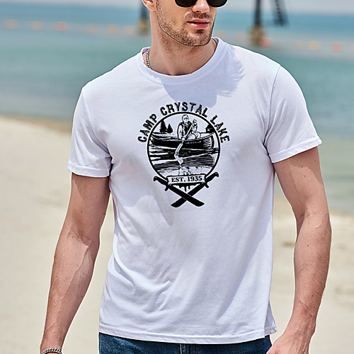 

Men's Tee T shirt Hot Stamping Graphic Prints Rudder Plus Size Print Short Sleeve Casual Tops Cotton Basic Designer Big and Tall White
