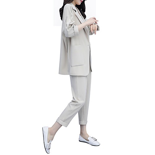 

Women's Coat Daily Wear Spring Summer Regular Coat Regular Fit Casual / Daily Jacket Solid Color Button Photo Color