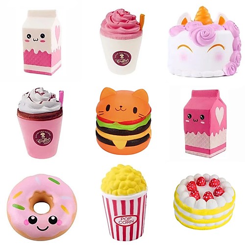 

Anti-stress Squishy Hamburger Milkshake Stress Relief Antistress Surprise Jokes Squish Slow Rising Gift Squshy Popcorn Toys 5 pcs