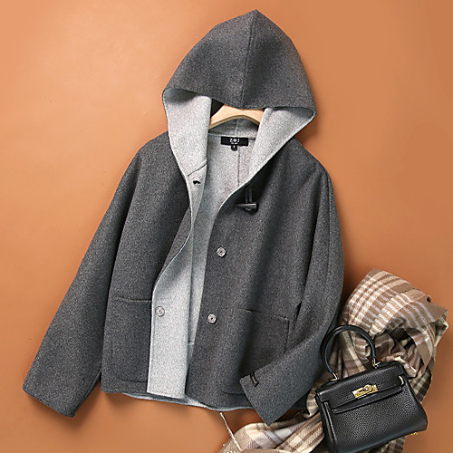 

Women's Coat Causal Fall Spring Regular Coat Shirt Collar Regular Fit Casual Jacket Solid Color Modern Style Navy M beige