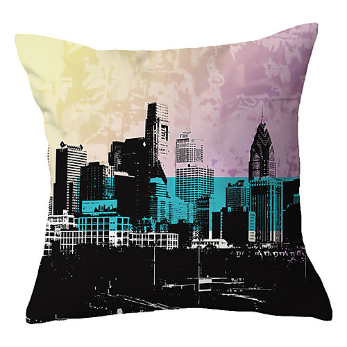 

City View Double Side Cushion Cover 1PC Soft Decorative Square Throw Pillow Cover Cushion Case Pillowcase for Sofa Bedroom Livingroom Outdoor Superior Quality Machine Washable Outdoor Cushion for Sofa Couch Bed Chair