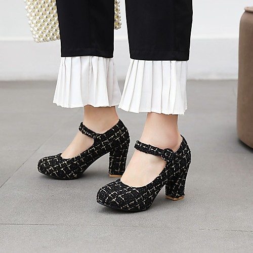 

Women's Heels Chunky Heel Round Toe PU Synthetics Black Blue Beige
