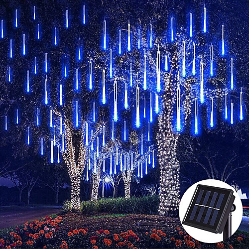 

Outdoor Solar LED Meteor Shower Rain Lights Holiday String Lights Waterproof Garden Light 8 Tubes 144 Leds For Garden Tree Colorful Decoration Landscape Lighting