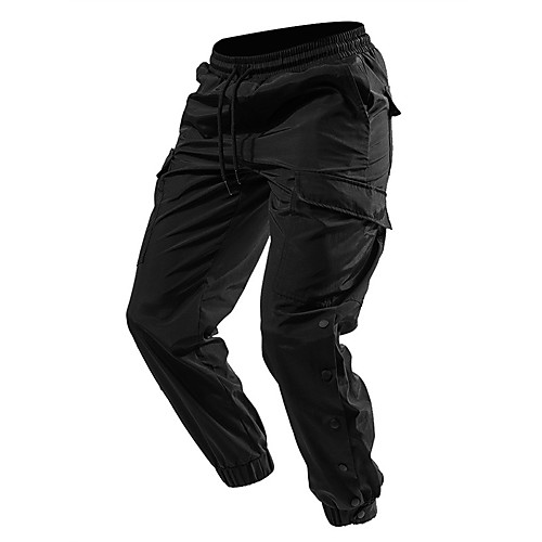 

Men's Chino Sports Outdoor Sports Casual Sports Pants Tactical Cargo Pants Solid Color Full Length Patchwork Black Grey Khaki