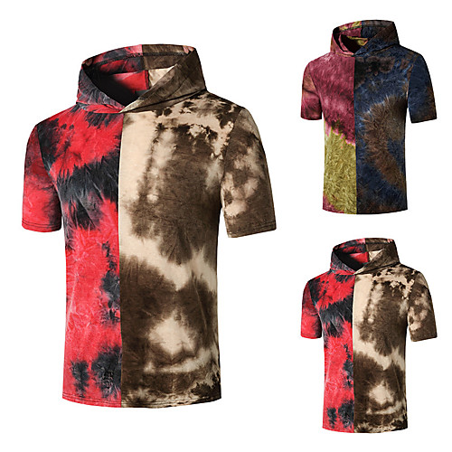 

Men's Tee T shirt Shirt Patchwork Graphic Plus Size Short Sleeve Casual Tops Basic Designer Slim Fit Big and Tall Purple Red