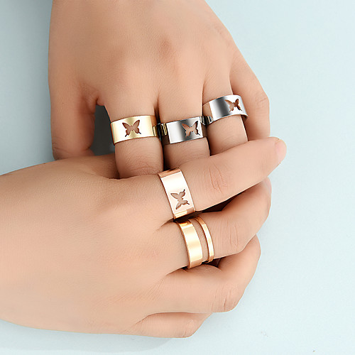 

Ring Set Fashion Joint Ring Butterfly Hollow Copper Ring 5-Piece Set Open Adjustable Ring Ring
