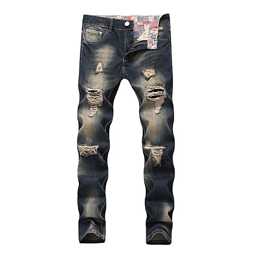 

Men's Chino Ripped Casual Daily Jeans Chinos Pants Solid Colored Full Length Pocket Hole Grey