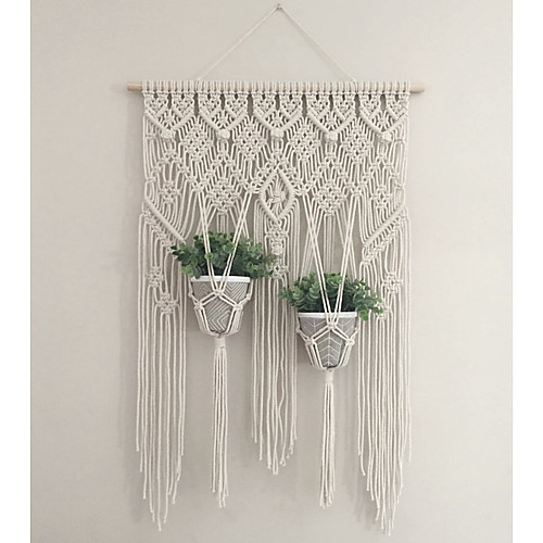 

1pc Hand Woven Macrame Wall Tapestry Hanging Bohemian Boho Art Decor Blanket Curtain Home Bedroom Living Room Decoration Nordic Handmade Tassel Cotton
