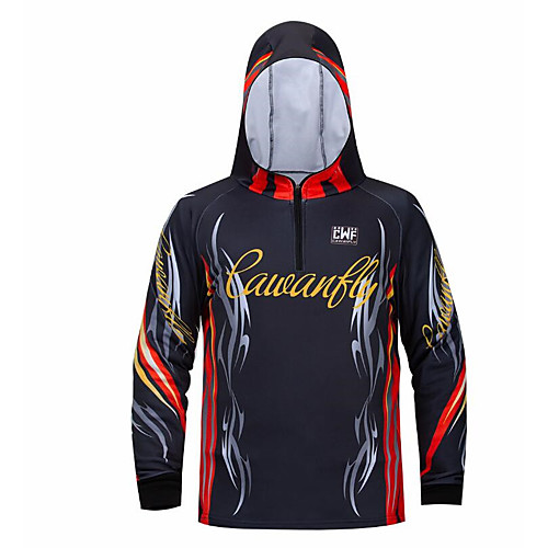 

CAWANFLY Men's Hoodie Jacket Fishing Jacket Outdoor Long Sleeve Quick Dry Waterproof Zipper Lightweight Breathable UV Protection Top Autumn / Fall Spring Summer Fishing Camping & Hiking Outdoor Red