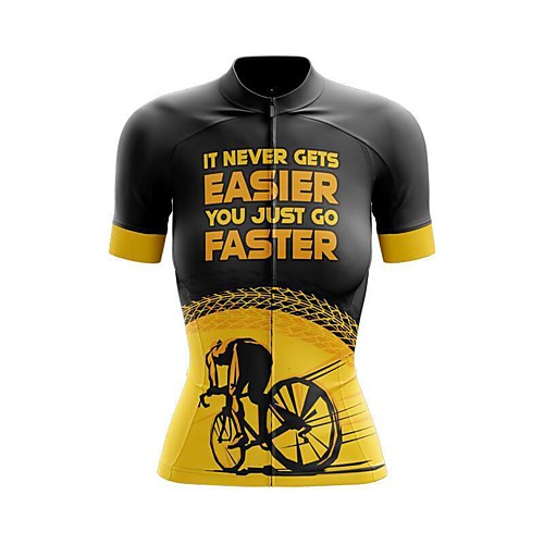 

21Grams Women's Short Sleeve Cycling Jersey Summer Spandex Black / Yellow Bike Top Mountain Bike MTB Road Bike Cycling Sports Clothing Apparel / Stretchy / Athleisure