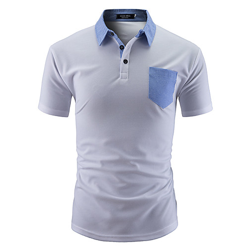 

Men's Golf Shirt Tennis Shirt non-printing Patchwork Patchwork Short Sleeve Casual Slim Tops Simple Lightweight Comfortable White Black Coffee / Sports