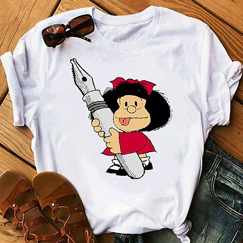 

Inspired by Mafalda Cosplay Anime Cartoon Polyester / Cotton Blend Print Harajuku Graphic Kawaii T-shirt For Women's / Men's