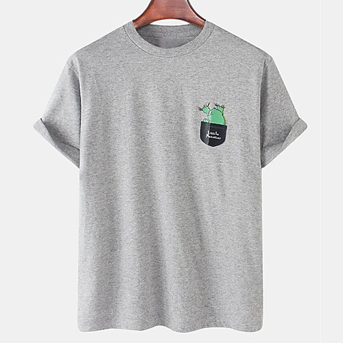 

Men's Unisex Tee T shirt Hot Stamping Graphic Prints Letter Animal Plus Size Print Short Sleeve Casual Tops Cotton Basic Designer Big and Tall Light gray