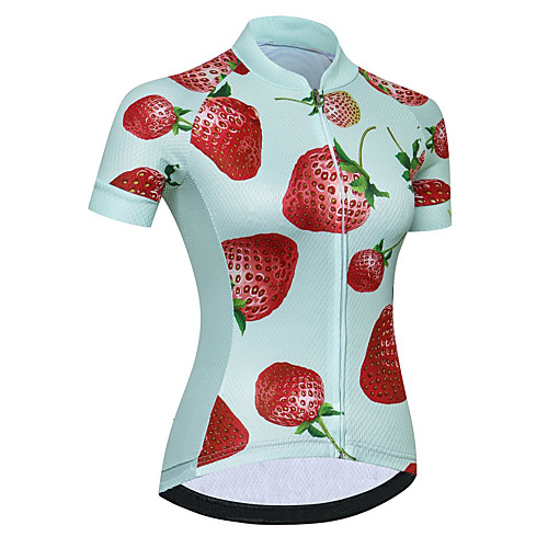 

21Grams Women's Short Sleeve Cycling Jersey Summer Spandex Polyester Red and White Fruit Bike Jersey Top Mountain Bike MTB Road Bike Cycling Quick Dry Moisture Wicking Breathable Sports Clothing