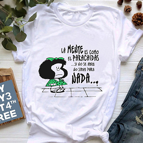 

Inspired by Mafalda Cosplay Anime Cartoon Polyester / Cotton Blend Print Harajuku Graphic Kawaii T-shirt For Women's / Men's