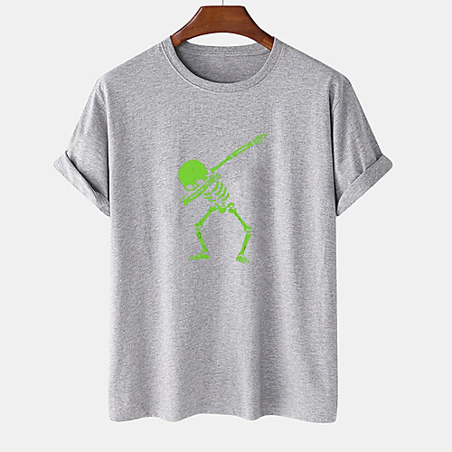 

Men's Unisex Tee T shirt Hot Stamping Graphic Prints Skull Plus Size Print Short Sleeve Casual Tops Cotton Basic Designer Big and Tall Black Khaki Light gray