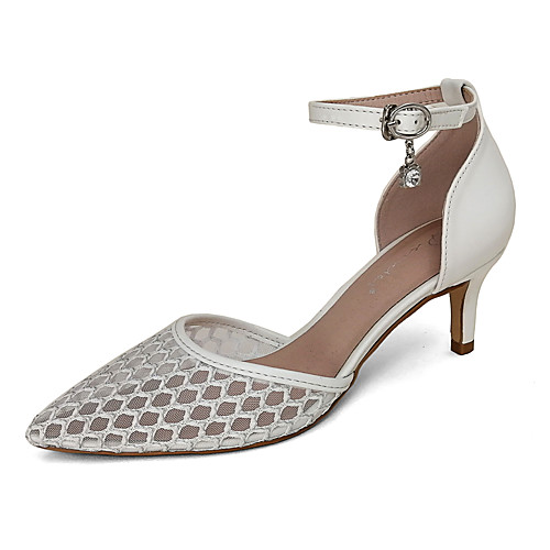 

Women's Wedding Shoes Kitten Heel Pointed Toe Wedding Pumps Wedding Mesh Solid Colored White