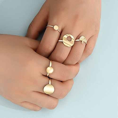 

Ring Set Exaggerated Geometric Irregular Joint Ring 5-Piece Set Combination Adjustable Ring