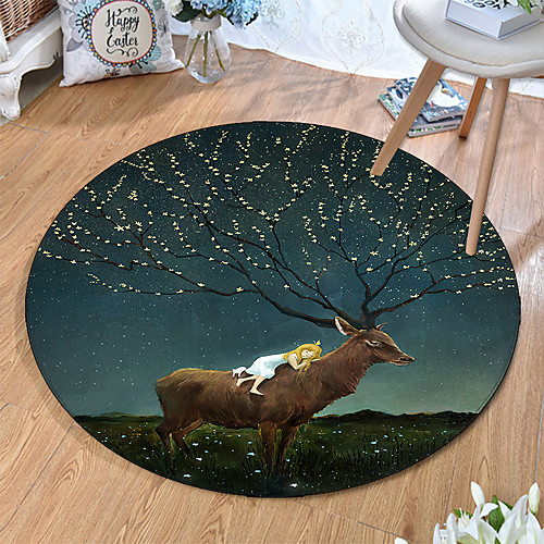 

Round 5mm Area Rugs Machine Made Polyster Non Skid Modern 3D