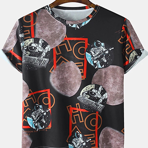 

Men's Tee T shirt 3D Print Graphic Prints Character Print Short Sleeve Daily Tops Casual Designer Big and Tall Black / Gray