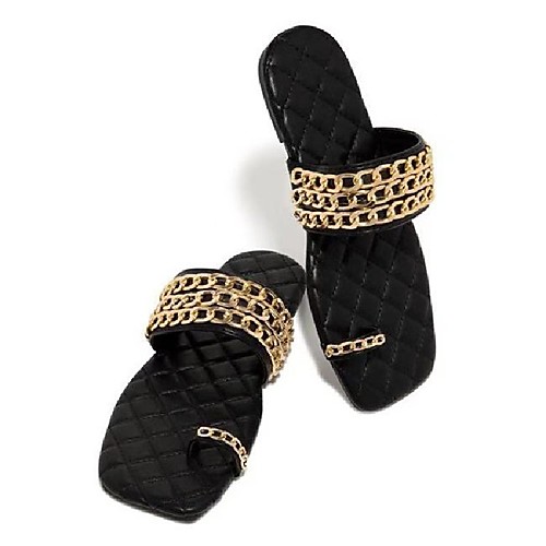 

Women's Sandals Flat Heel Square Toe PU Solid Colored White Black Khaki