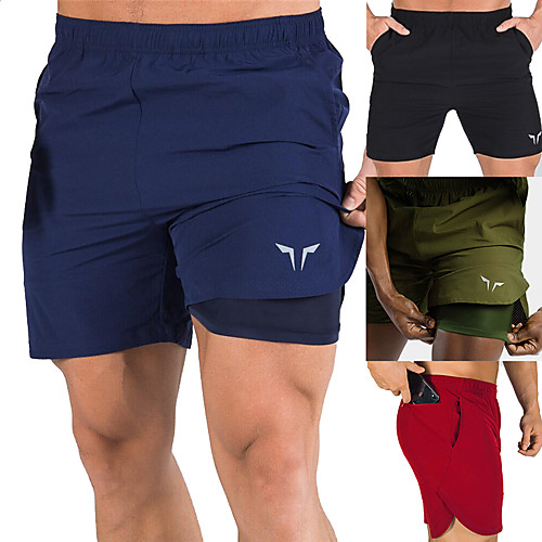 

Men's Running Shorts Sports & Outdoor Bottoms 2 in 1 Liner Pocket Summer Gym Workout Running Walking Jogging Trail Quick Dry Breathable Soft Sport Solid Colored Red Army Green Black Navy Blue
