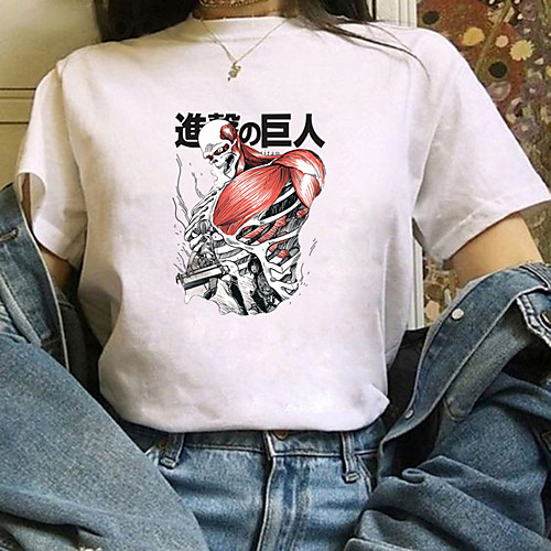 

Inspired by Attack on Titan Cosplay Anime Cartoon Polyester / Cotton Blend Print Harajuku Graphic Kawaii T-shirt For Women's / Men's