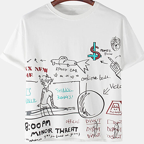 

Men's Unisex Tee T shirt Hot Stamping Character Letter Plus Size Print Short Sleeve Casual Tops Cotton Basic Designer Big and Tall White Black