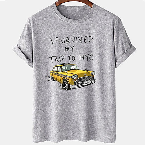 

Men's Unisex Tee T shirt Hot Stamping Graphic Prints Car Plus Size Print Short Sleeve Casual Tops Cotton Basic Designer Big and Tall White Gray