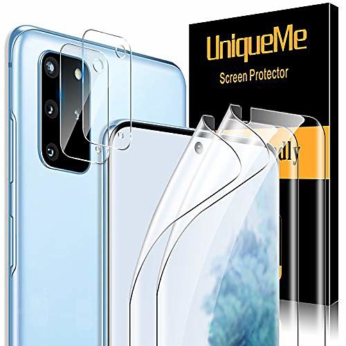 

[ 4 pack ] uniqueme tpu soft screen protector and camera lens protector tempered glass for samsung galaxy s20 plus (6.7 inch) 5g /4g