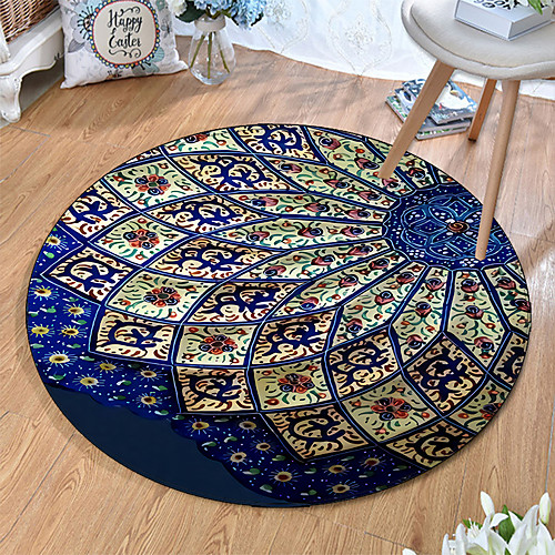 

Round 5mm Area Rugs Machine Made Polyster Non Skid Modern 3D