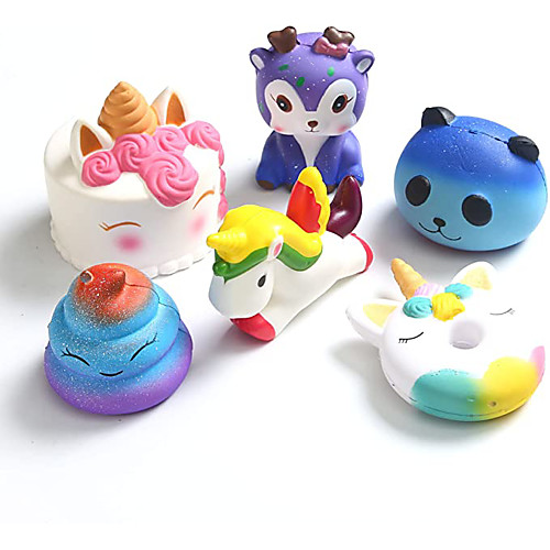 

4Pcs Uincorn Squishy Toys Slow Rising Jumbo Squishies Starry DeerUincorn CakeUnicorn DonutRainbow Horse Set Cream Scented Soft Squeeze Novelty Toy Stress Relief Hop Props Sensory Toys Xmas Gifts