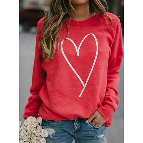 

Women's Sweatshirt Pullover Graphic Heart Print Casual Daily Hot Stamping Sportswear Streetwear Hoodies Sweatshirts Loose Red