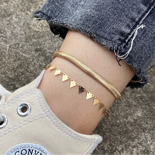 

Anklet Stylish Simple European Unisex Body Jewelry For Party Evening Street Snake Alloy Gold 2 Pieces