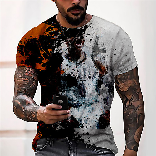 

Men's Tee T shirt Shirt 3D Print Graphic Prints Human Print Short Sleeve Daily Tops Casual Designer Big and Tall Blue Gray