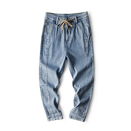 

Men's Stylish Sporty Casual / Sporty Streetwear Comfort Daily Sports Pants Jeans Trousers Pants Letter Full Length Pocket Light Blue