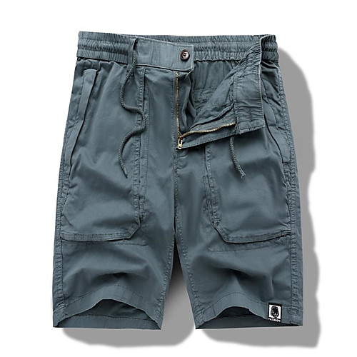 

Men's Cargo Chino Chinos Shorts Pants Solid Colored Yellow Grey Orange