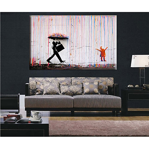 

Wall Art Canvas Prints Painting Artwork Picture Man Rain Umbrella Oil Painting Style Home Decoration Décor Rolled Canvas No Frame Unframed Unstretched