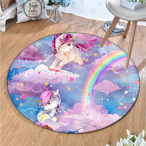 

Round 5mm Area Rugs Machine Made Polyster Non Skid Modern 3D
