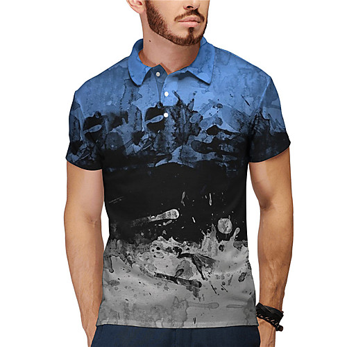 

Men's Golf Shirt Tennis Shirt 3D Print Beer Button-Down Short Sleeve Street Tops Casual Fashion Cool Blue / Sports