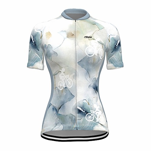 

21Grams Women's Short Sleeve Cycling Jersey Summer Spandex Green Floral Botanical Tropical Flowers Bike Top Mountain Bike MTB Road Bike Cycling Quick Dry Moisture Wicking Sports Clothing Apparel