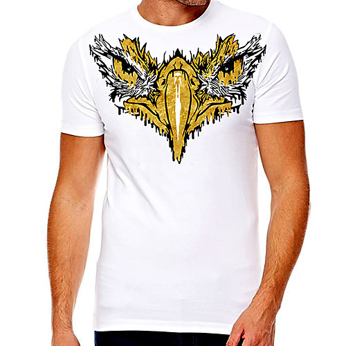 

Men's Unisex Tee T shirt Hot Stamping Graphic Prints Eagle Plus Size Print Short Sleeve Casual Tops Cotton Basic Designer Big and Tall White