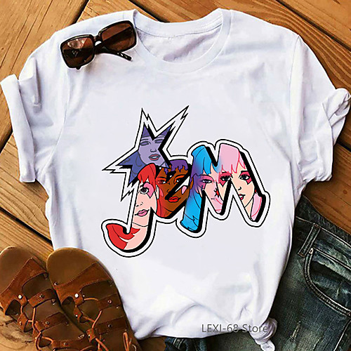 

Inspired by Jem and the Holograms Cosplay Anime Cartoon Polyester / Cotton Blend Print Harajuku Graphic Kawaii T-shirt For Women's / Men's