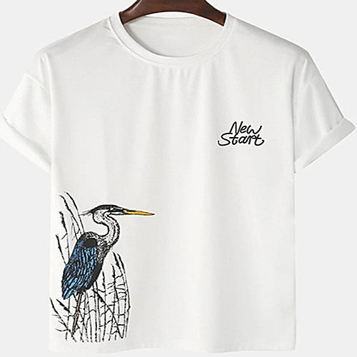 

Men's Unisex Tee T shirt Hot Stamping Flamingo Plus Size Print Short Sleeve Casual Tops Cotton Basic Designer Big and Tall White