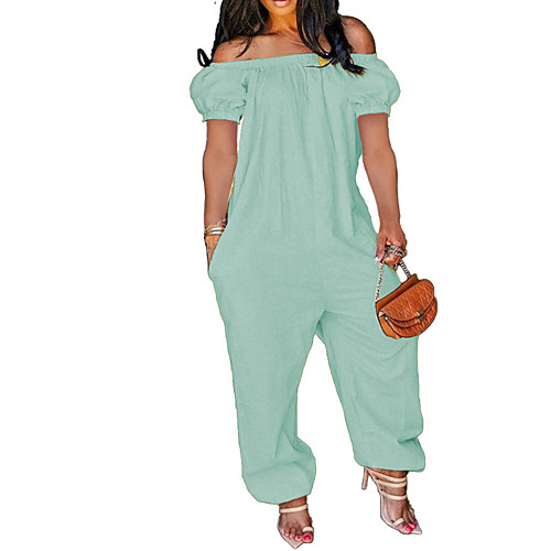 

Women's Plus Size Casual 2021 Yellow Blushing Pink Green Jumpsuit Solid Color