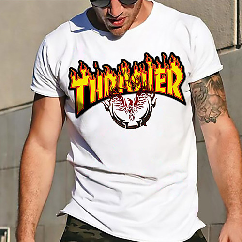 

Men's Unisex Tee T shirt Hot Stamping Graphic Prints Letter Plus Size Print Short Sleeve Casual Tops Basic Designer Big and Tall White