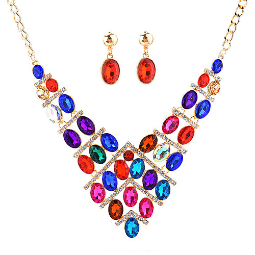 

colorful jewelry set diamond necklace colorful and fashionable all-match metal suit